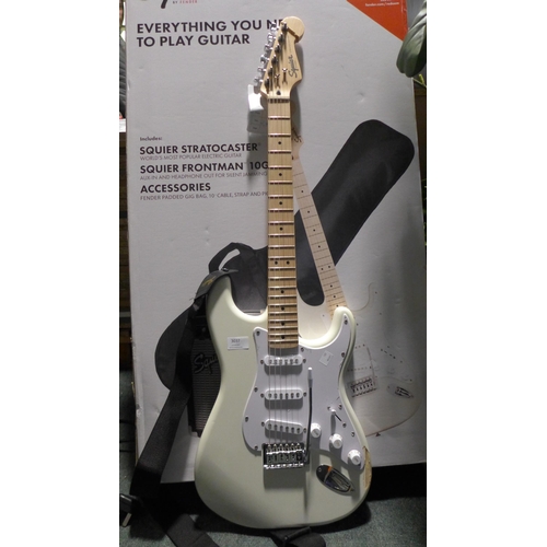 3037 - Fender Squier Electric Guitar and Amp (Damaged), original RRP £179.99 + VAT (283-19) * This lot is s... 