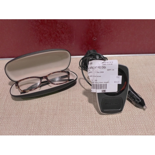 3064 - Scosche MagicMount Pro Chg4 and LK Bennett Plastic Glasses (283-91,63) * This lot is subject to VAT