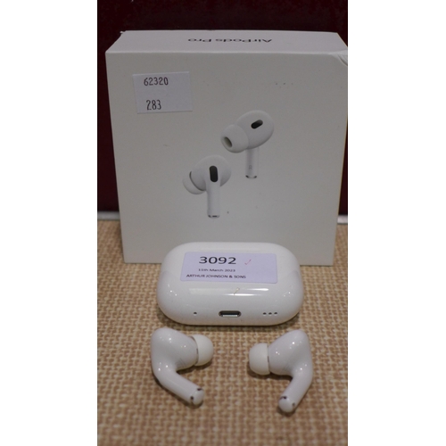 3092 - Apple Airpods Pro 2nd Gen (model:- MQD83ZM/A), original RRP £189.99 + VAT (283-54) * This lot is sub... 