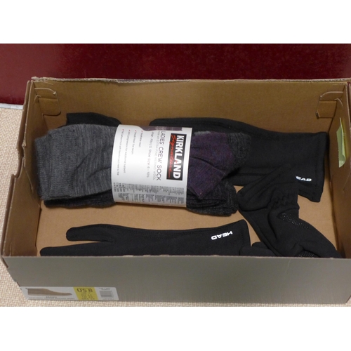 3141 - Small box of ladies socks/Bula balaclavas etc