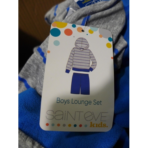 3159 - Bag of mixed sized Saint Eve blue/grey stripe childs lounge sets