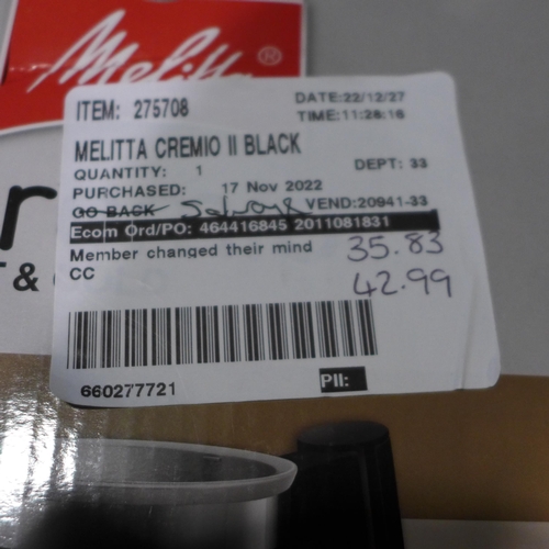 3256 - Melitta Cremio Ii Black Hot/Cold Milk Foam Maker  (283-248) * This lot is subject to VAT