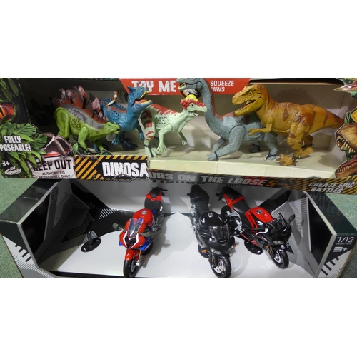 3345 - Maisto Motorcycles and Light & Sounds Dinosaurs     (283-201,202) * This lot is subject to VAT