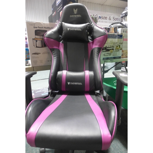 3355 - Oversteel black/pink gaming chair RRP £149.99