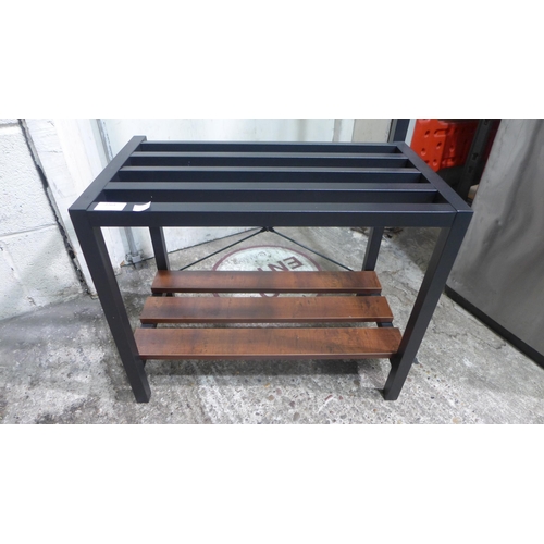 3364 - Industrial style shoe rack with coat hooks