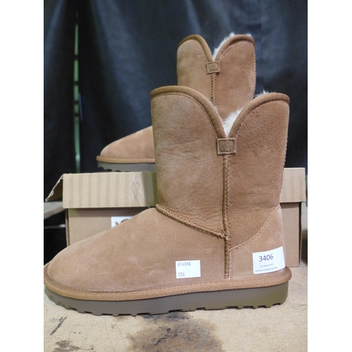 3406 - Pair of tan Shearling boots (size 5)