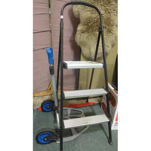 3430 - Toolmaster Hand Truck - 159kg and Cosco 3 tread folding Step Stool (282-375,402) * This lot is subje... 