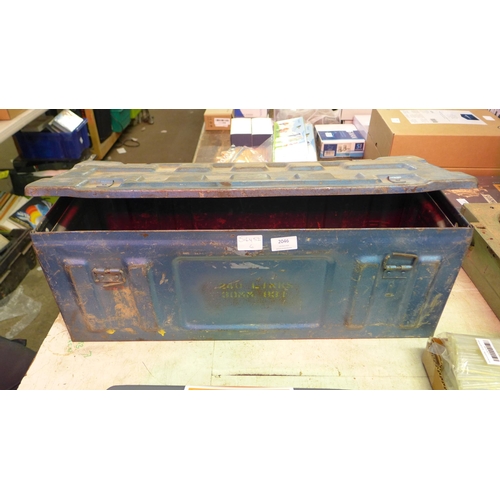 2046 - Approx 60x30x30cm blue ammunition crate/box