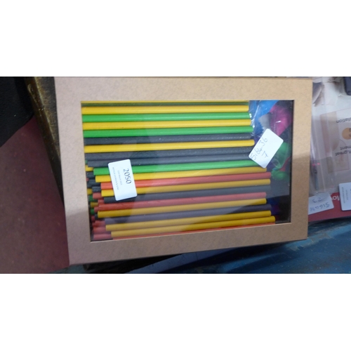 2050 - Box with large amount of pencils with rubbers and sharpeners