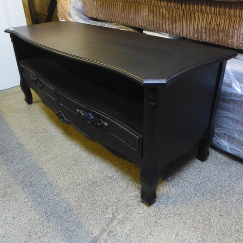 1659 - A black two drawer media unit