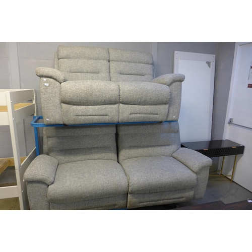 1696 - A multi grey upholstered four seater manual recliner and a three seater sofa