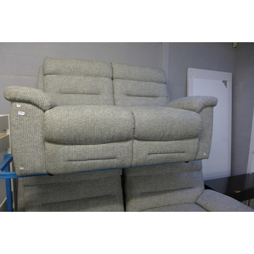 1696 - A multi grey upholstered four seater manual recliner and a three seater sofa