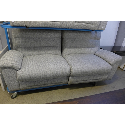 1696 - A multi grey upholstered four seater manual recliner and a three seater sofa