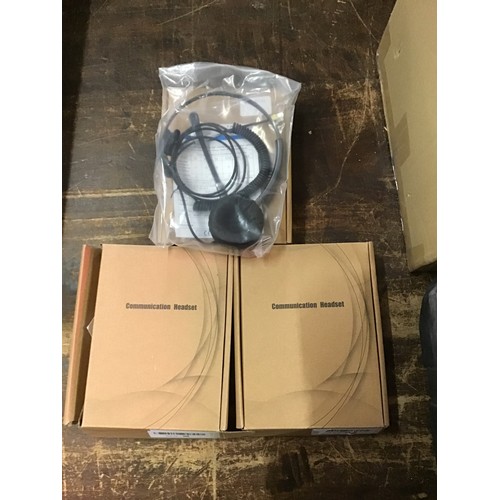 2058 - 3 Communication headsets, BT fitting - unused