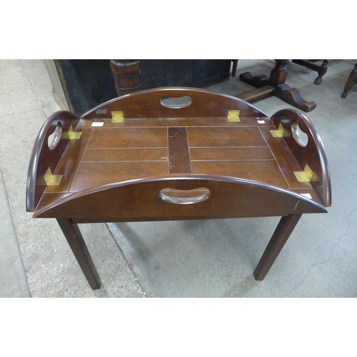 117 - A Victorian style mahogany butler's tray on stand