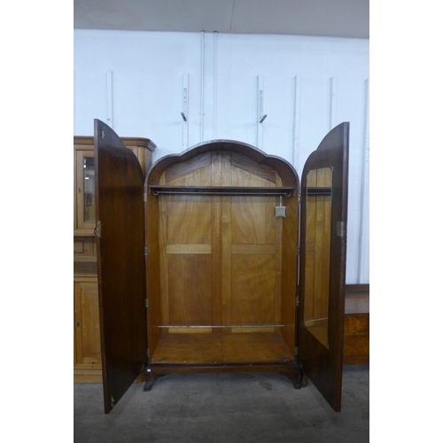 157 - A burr walnut wardrobe and chest of drawers