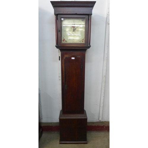 160 - A George III oak 30-hour longcase clock, the painted dial signed Wainwright, Nottingham