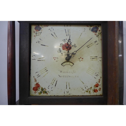 160 - A George III oak 30-hour longcase clock, the painted dial signed Wainwright, Nottingham