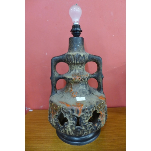 17 - A West German Stein Keramik 119-90 fat lava glazed lamp, with original shade