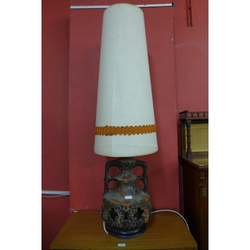 17 - A West German Stein Keramik 119-90 fat lava glazed lamp, with original shade