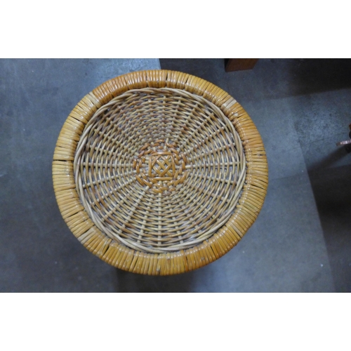 52 - An Italian bamboo and wicker stool