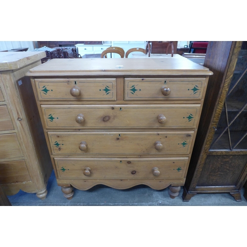 91 - A Victorian painted pine chest of drawers