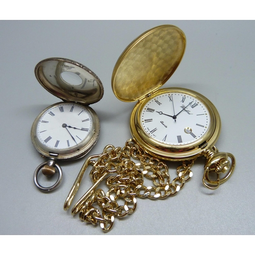 1003 - A .935 silver and enamel fob watch and a gentleman's gold plated pocket watch