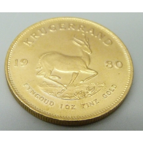 1020 - A 1980 gold krugerrand