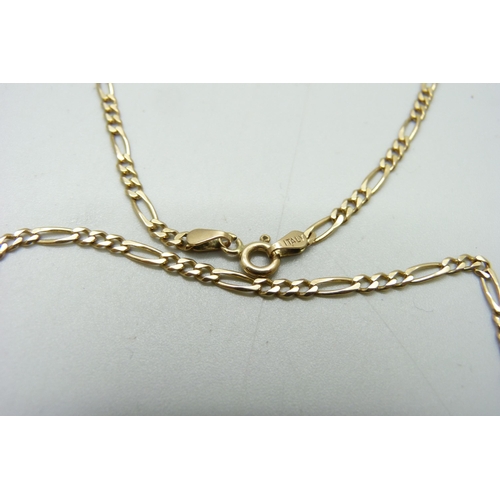 1054 - A silver chain and a 9ct gold chain, 7.2g