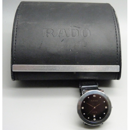 1096 - A stainless steel Rado Jubile diamond set wristwatch, boxed