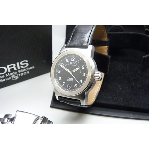 1117 - An Oris day date wristwatch with box and papers