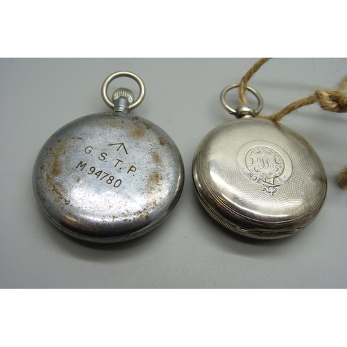 1141 - A Cyma military pocket watch and a silver fusee pocket watch