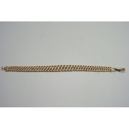 1150 - Two 9ct gold chains combined to form a bracelet, chains marked 375, dog clip unmarked, 18.1g, 19.7cm