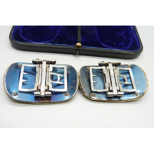 1157 - A pair of Georgian buckles in original fitted case