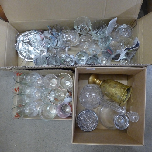 1220 - Three boxes of glassware including decanters, drinking glasses, etc. **PLEASE NOTE THIS LOT IS NOT E... 