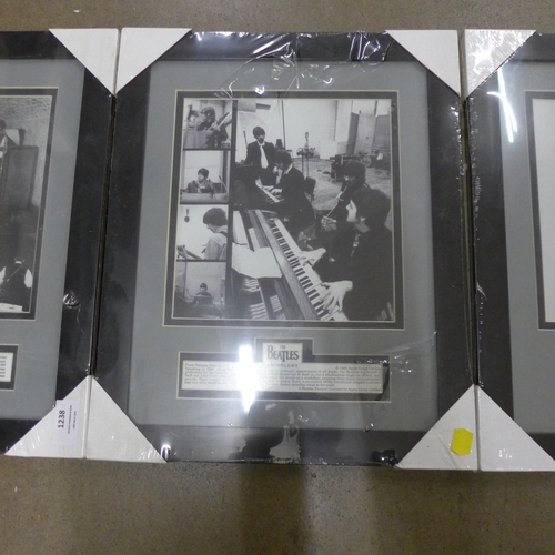 1238 - Three The Beatles framed displays **PLEASE NOTE THIS LOT IS NOT ELIGIBLE FOR POSTING AND PACKING**