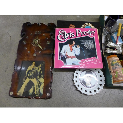 1240 - Elvis Presley memorabilia including clocks and a teddy bear **PLEASE NOTE THIS LOT IS NOT ELIGIBLE F... 