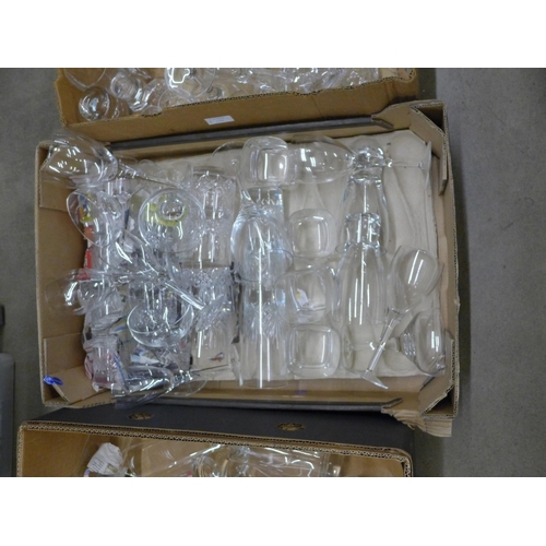 1251 - Four boxes of glassware, drinking glasses, decanters, etc. **PLEASE NOTE THIS LOT IS NOT ELIGIBLE FO... 