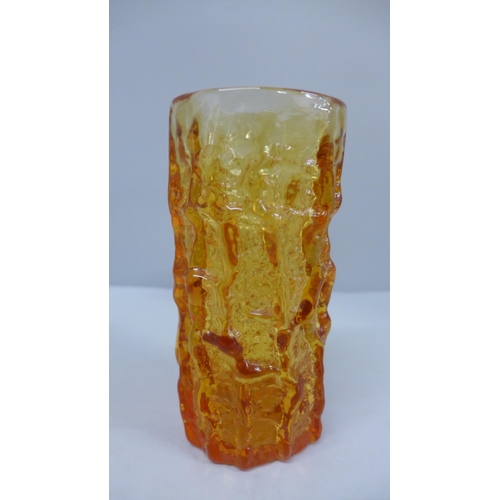 604 - A Whitefriars bark vase in amber, 15cm