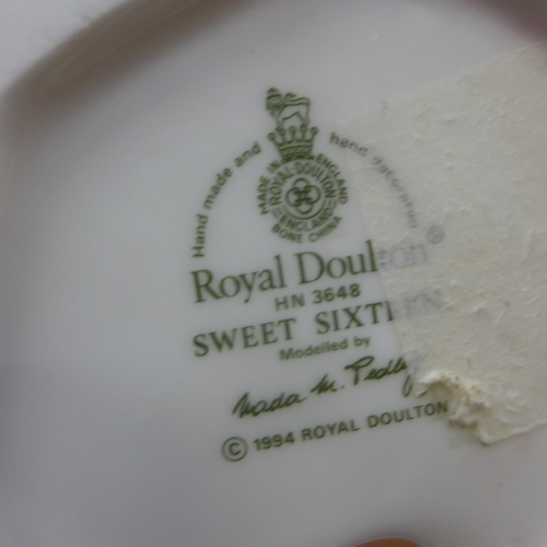 608 - Three Royal Doulton figures, Simone, Sweet Sixteen and Kay