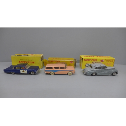 623 - Three Dinky Toys die-cast model cars including Nash Rambler