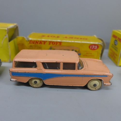 623 - Three Dinky Toys die-cast model cars including Nash Rambler