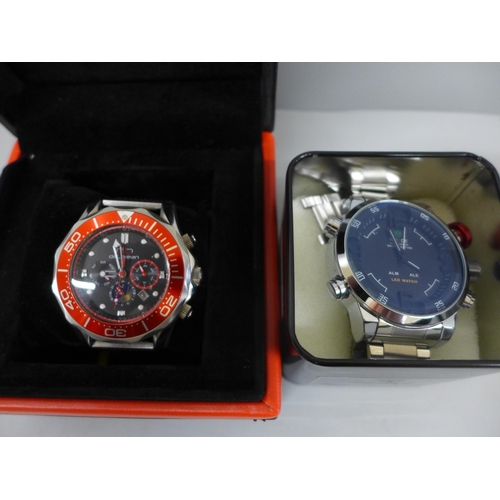 637 - Deleorean and Wende wristwatches, boxed