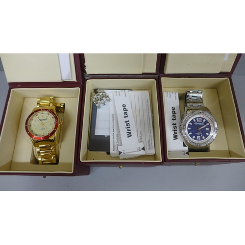 638 - Two Ingersoll wristwatches; a Gems Pilot and Gems Inferno and an Ingersoll box