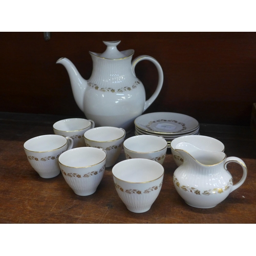 666 - A Royal Doulton Fairfax coffee set, six setting, chip to cream jug rim