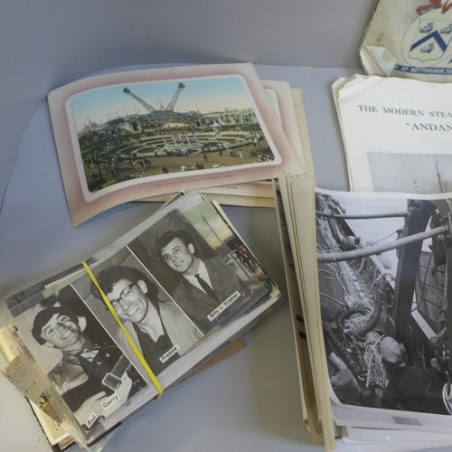 682 - Photographs of trawlers and trawler men, Edwardian and later postcards, etc.