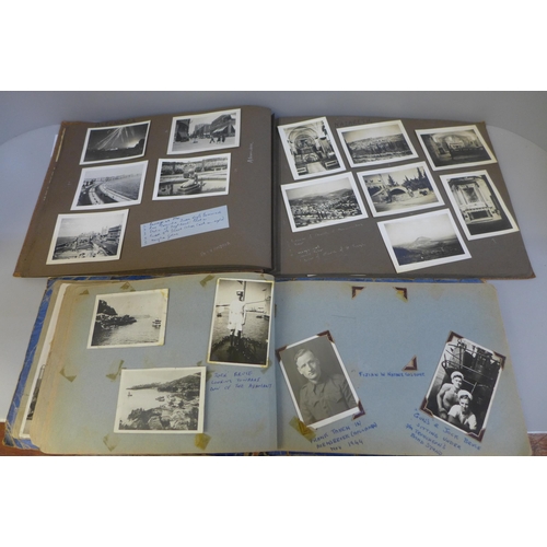 687 - Two albums of WWII and later photographs including one album taken by a submariner, North Africa, Mi... 