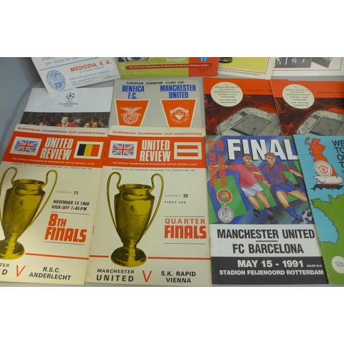 704 - Football memorabilia; Manchester United home and away programmes for European games 1962 onwards inc... 