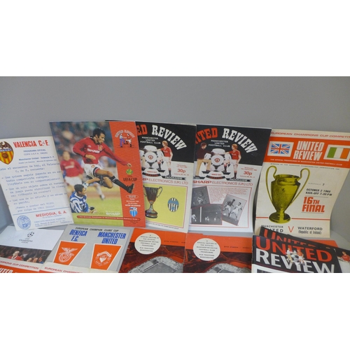 704 - Football memorabilia; Manchester United home and away programmes for European games 1962 onwards inc... 