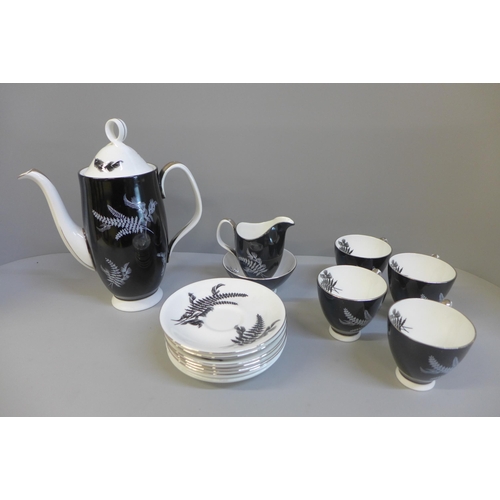 706 - Royal Albert Night and Day part coffee set, four cups, six saucers, a coffee pot with cream and suga... 